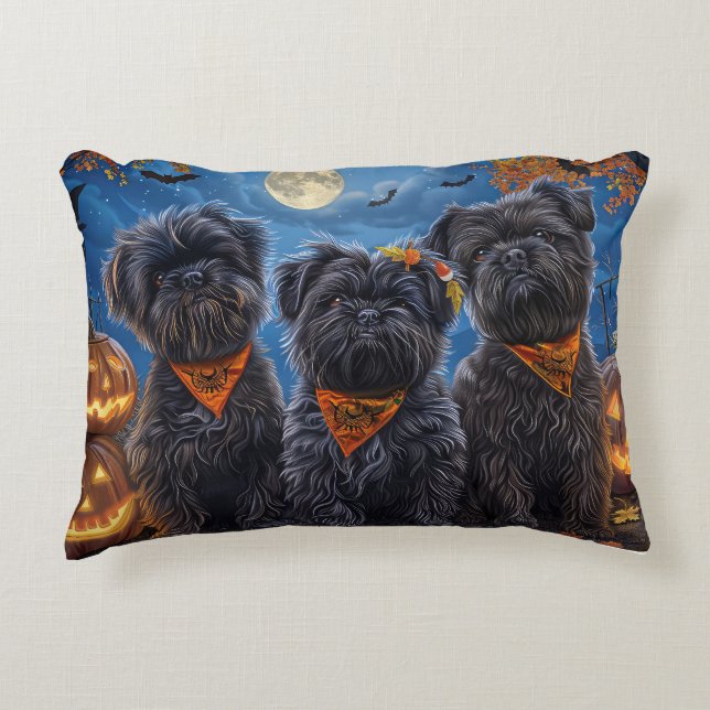 Almofada Decorativa Affenpinscher Halloween Spooky (Frente)