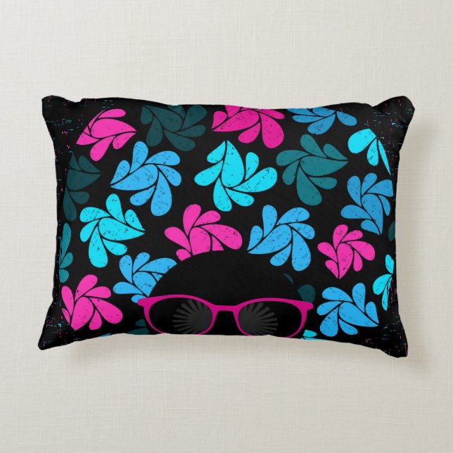 Almofada Decorativa Afro Diva Turquesa & Rosa Quente (Verso)