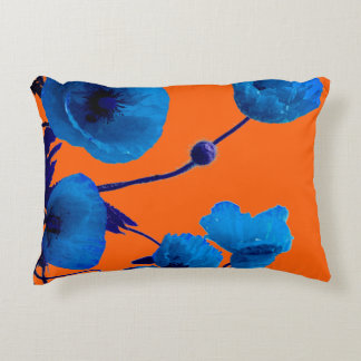 Almofada Decorativa Água-forte Floral Azul Papoulas Pôr do Sol Verão