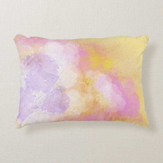 Almofada Decorativa Aguarelas abstratas - fundo alaranjado (Frente)