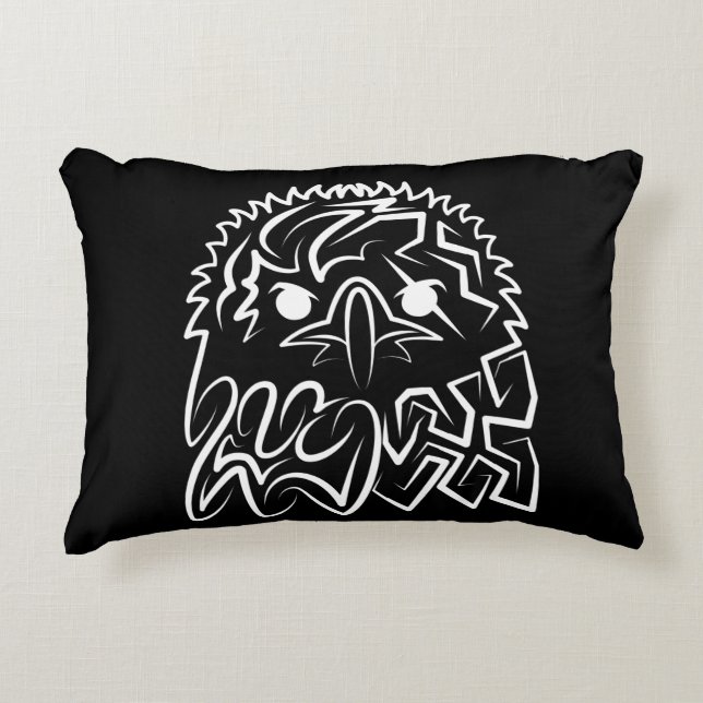 Almofada Decorativa Águia Tribal Negra (Frente)