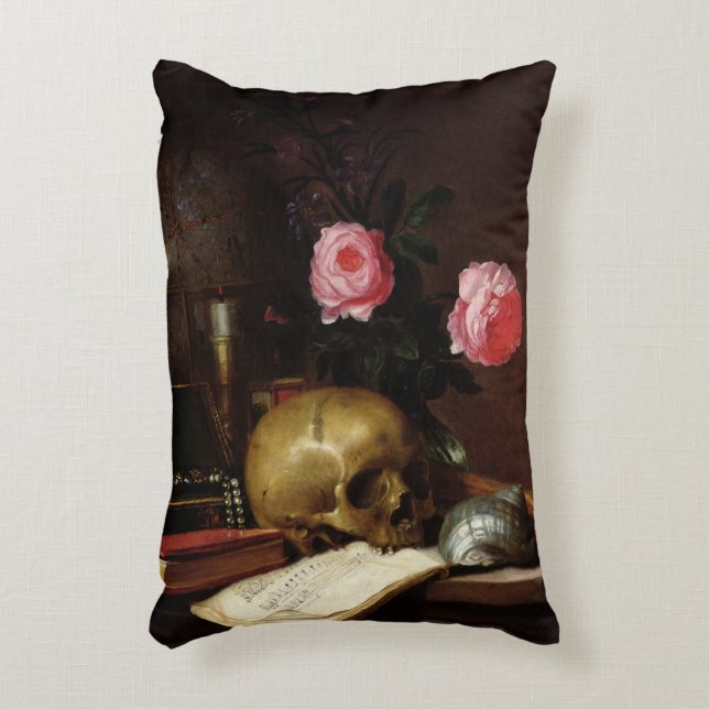 Almofada Decorativa Ainda vida com um crânio (Frente(Vertical))