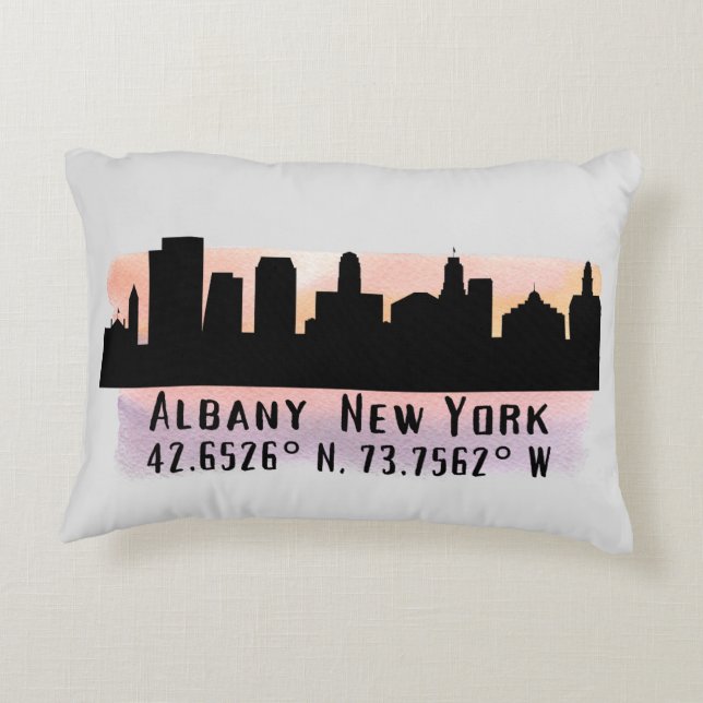 Almofada Decorativa Albany NY City Skyline (Verso)