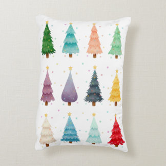 Almofada Decorativa Alegres e Radiantes, Árvores de Natal em Aquarela
