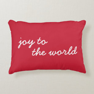 Almofada Decorativa Alegria Vermelha para o Mundo Branco Script Natal 