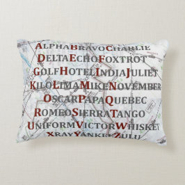 Almofada Decorativa Alfabeto da aviação vermelho e cinzento,
