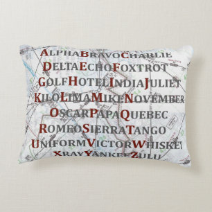 Almofada Decorativa Alfabeto da aviação vermelho e cinzento,