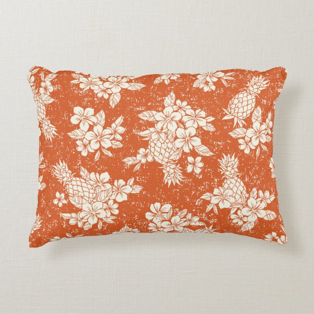 Almofada Decorativa Aloha Spirit: Hibiscus-Pineapple Harmony. (Frente)