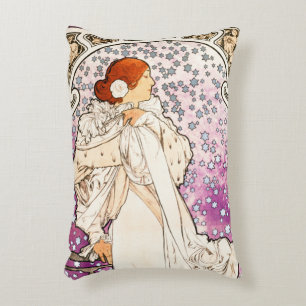 Almofada Decorativa Alphonse Mucha La Dame 1896 Art Nouveau Vintage