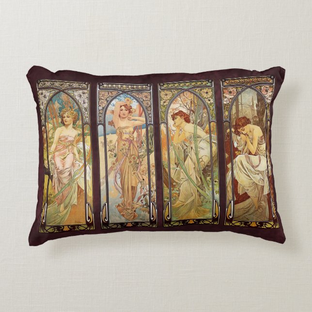 Almofada Decorativa Alphonse Mucha, O Momento do Dia (Frente)