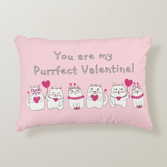 Almofada Decorativa Amantes de Gatos Fofo Dia dos Namorados Rosa  (Frente)