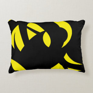 Almofada Decorativa Amarelo Moderno Contemporâneo / Preto