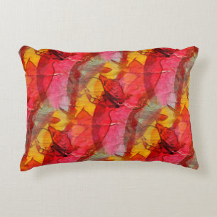 Almofada Decorativa Amarelo vermelho da arte da aguarela