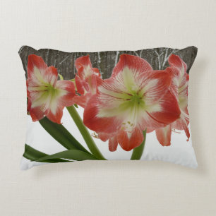 Almofada Decorativa Amaryllis no Feriado Vermelho de Neve Floral de in
