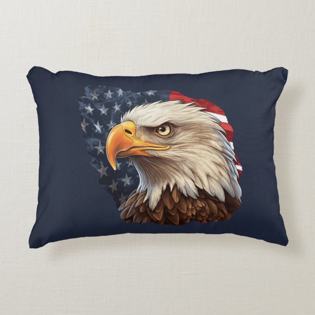 Almofada Decorativa American Flag Bald Eagle (Frente)
