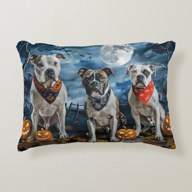 Almofada Decorativa American Staffordshire Halloween Spooky (Frente)