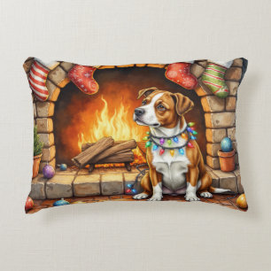 Almofada Decorativa American Staffordshire Terrier Luzes de Natal