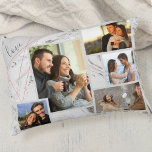 Almofada Decorativa Amor - Colagem Personalizada de Fotografias 5 - Má<br><div class="desc">travesseiro de sotaque na moda que você pode personalizar com 5 de suas fotos favoritas. O modelo está pronto para que você adicione suas fotos, trabalhando da esquerda para a direita. Suas fotos estão posicionadas contra uma moderna mármore aquarela em cinza e branco, com um elegante design geométrico em cinzas...</div>