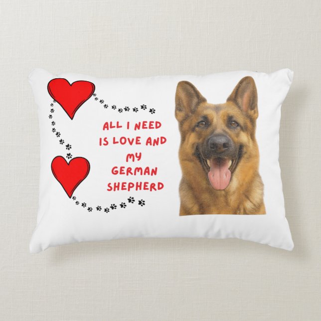 Almofada Decorativa Amor e Meu Travesseiro 🐾 German shepherd ❤️ (Frente)