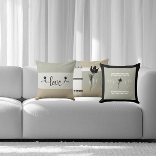 Almofada Decorativa "Amor" em Tons de Terra Listra