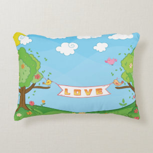 Almofada Decorativa Amor Fofo Bondade Árvores Flores Pássaros Nome da 