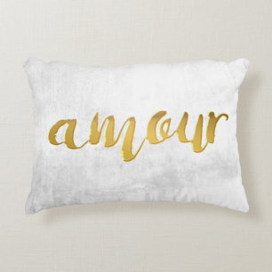 Almofada Decorativa Amour - Impressão - Letra Gold Foil Typografia Bru