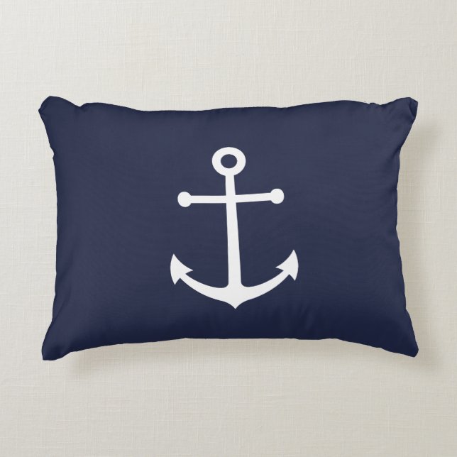 Almofada Decorativa Âncora Azul Marinho Náutico (Frente)