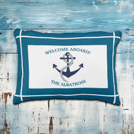 Almofada Decorativa Âncora de Barco de Padrão Náutico Personalizada