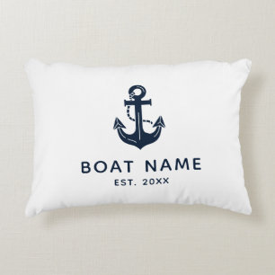 Almofada Decorativa Âncora Náutica Personalizada Nome do Barco
