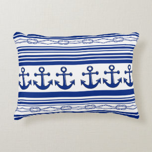 Almofada Decorativa Âncoras Náuticas E Travesseiro De Destaque De List