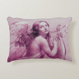 Almofada Decorativa ANGEL JOGANDO LYRA SOBRE AS NUVENS DE rosa
