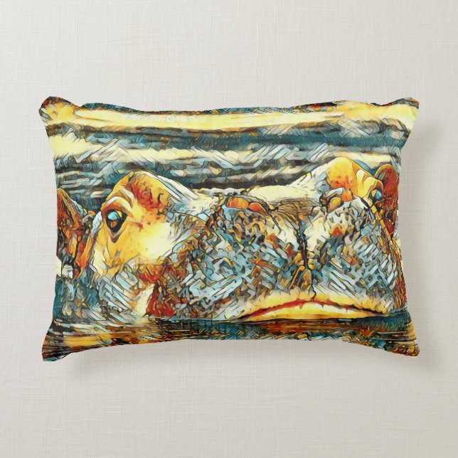 Almofada Decorativa AnimalArt_Hippo_001 (Frente)