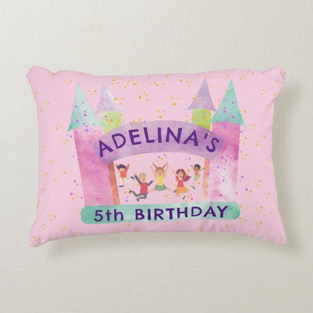 Almofada Decorativa Aniversário de criança de ginástica de Jump Play H (Frente)