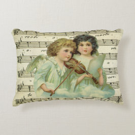 Almofada Decorativa Anjos de Natal Vitorianos Violino e Partitura