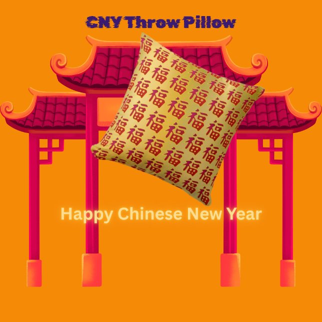 Almofada Decorativa Ano Novo Chinês Boa Sorte (富) (Criador carregado)