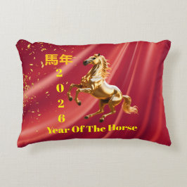 Almofada Decorativa Ano Novo Chinês Festivo Vermelho e Dourado Persona