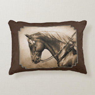 Almofada Decorativa Antigo Quarto Oeste Horse Sepia Brown