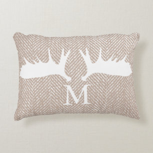Almofada Decorativa Antlers dos alces & Herringbone brancos rústicos