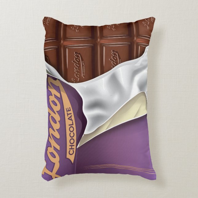 Almofada Decorativa Anúncio de Chocolate Britânico Antigo. (Frente(Vertical))