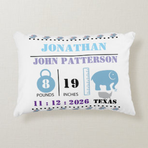 Almofada Decorativa Anúncio de nascimento de Elefante Bebê Azul-Bonito