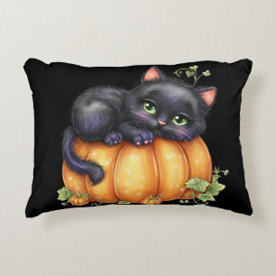 Almofada Decorativa Apenas por aí, Gatinho Descansando No Abóbora