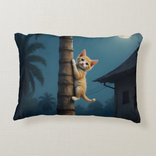 Almofada Decorativa Aprendendo a Subir – Momento de Gato Fofo (Verso)