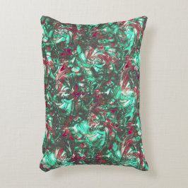 Almofada Decorativa Aquamarina e vermelha, suja de preto torto