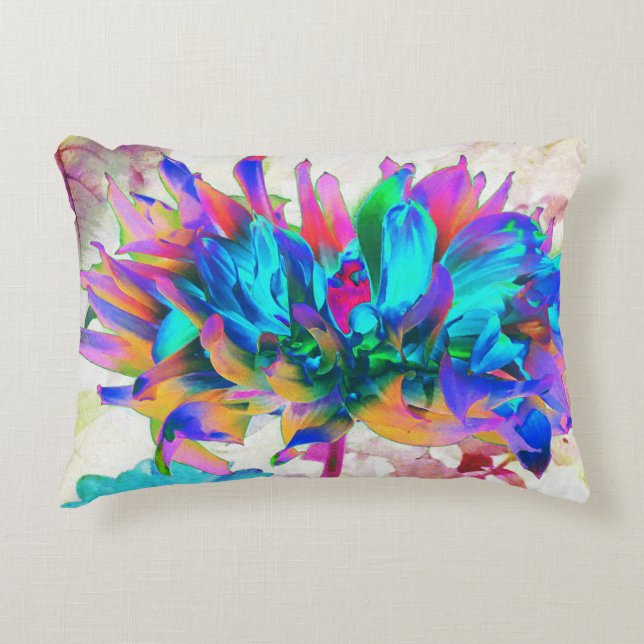 Almofada Decorativa Aquarela Atormentada Rainbow Cactus Dahlia (Frente)