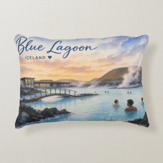 Almofada Decorativa Aquarela do banho termal Blue Lagoon Islândia