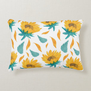 Almofada Decorativa Aquarela Girassóis: Impressão de Verão