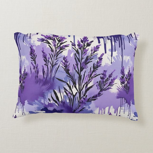 Almofada Decorativa Aquarela Roxa com Flores (Verso)