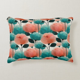 Almofada Decorativa Aquarela Vintage Floral Rosa e Verde