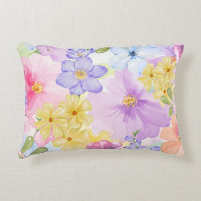 Almofada Decorativa Aquarelas Florais Lindas (Frente)