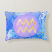 Aquarius Purple Blue Watercolor Astrologia Zodiac